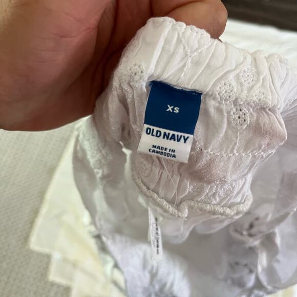 NWT Old Navy White Embroidered Tie Shoulder Mini Sun Dress Wmns XS Bridal Grad - Picture 8 of 10